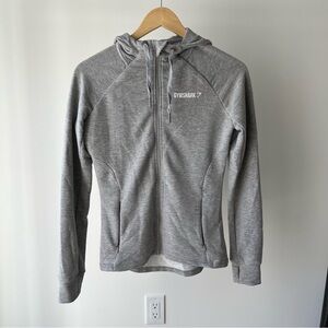 Grey slim fit gym shark zip up sweater.